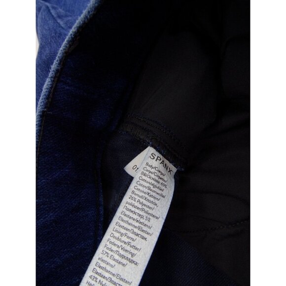 Spanx Ankle Skinny Jeans Sz L Pull On Stretch Dark Wash Tapered Leg - Picture 4 of 10